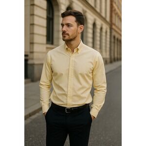 Vintage‎ Burberrys London Shirt Men's 15 1/2 - 39 Yellow Tailored Fit Minimalist